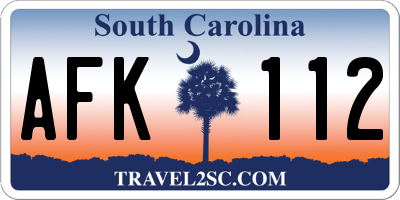 SC license plate AFK112
