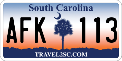 SC license plate AFK113
