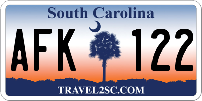 SC license plate AFK122