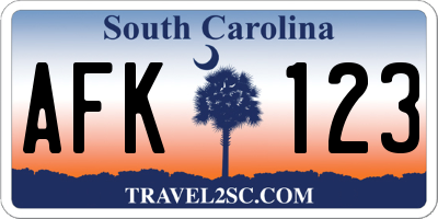 SC license plate AFK123