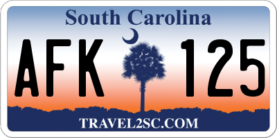 SC license plate AFK125