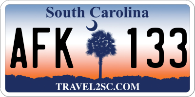 SC license plate AFK133