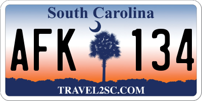 SC license plate AFK134