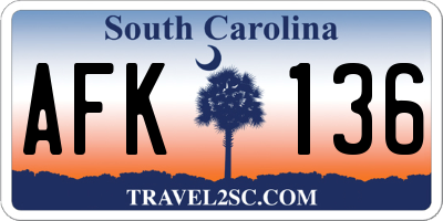 SC license plate AFK136