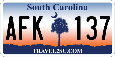 SC license plate AFK137