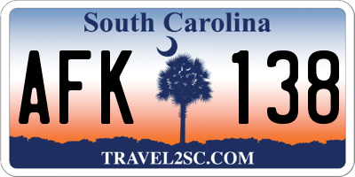 SC license plate AFK138