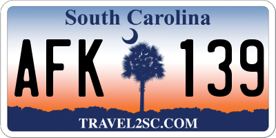 SC license plate AFK139