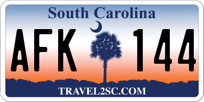 SC license plate AFK144