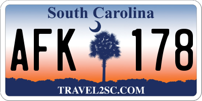SC license plate AFK178