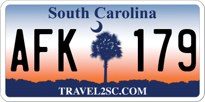 SC license plate AFK179