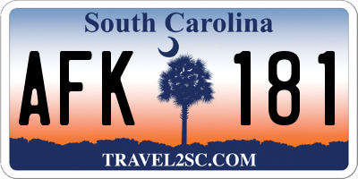SC license plate AFK181