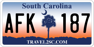 SC license plate AFK187