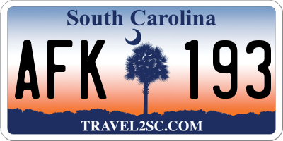 SC license plate AFK193