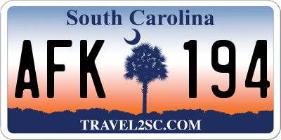 SC license plate AFK194