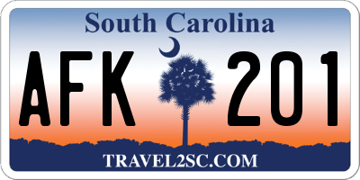 SC license plate AFK201