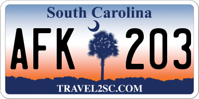 SC license plate AFK203