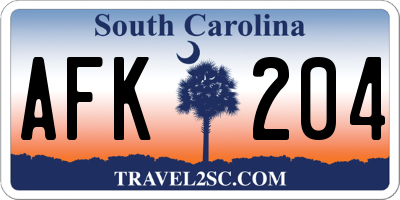 SC license plate AFK204
