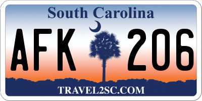 SC license plate AFK206