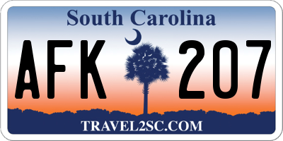 SC license plate AFK207