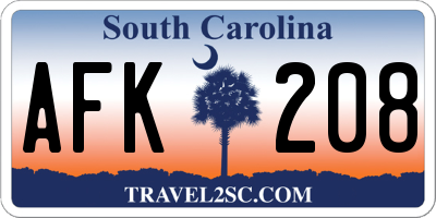 SC license plate AFK208