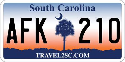 SC license plate AFK210
