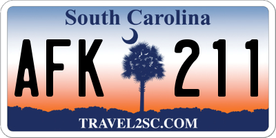 SC license plate AFK211