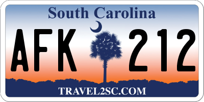 SC license plate AFK212