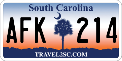 SC license plate AFK214