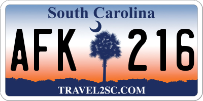 SC license plate AFK216