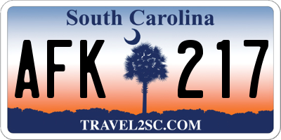 SC license plate AFK217