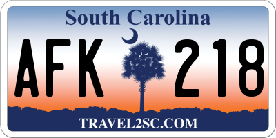 SC license plate AFK218