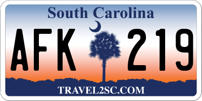 SC license plate AFK219