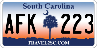 SC license plate AFK223
