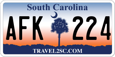 SC license plate AFK224