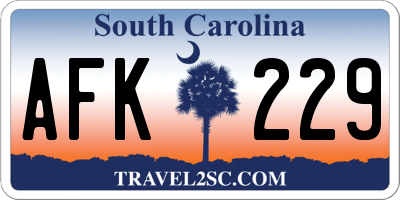 SC license plate AFK229