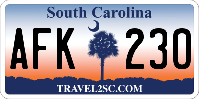 SC license plate AFK230