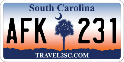 SC license plate AFK231