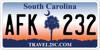 SC license plate AFK232