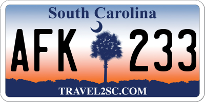 SC license plate AFK233
