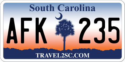 SC license plate AFK235