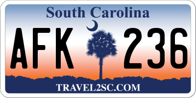 SC license plate AFK236