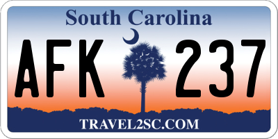 SC license plate AFK237