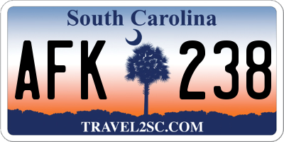 SC license plate AFK238