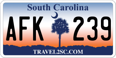 SC license plate AFK239