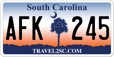 SC license plate AFK245