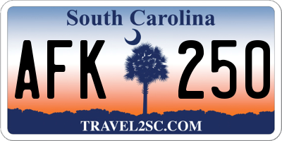 SC license plate AFK250