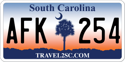 SC license plate AFK254