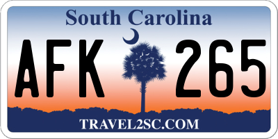 SC license plate AFK265