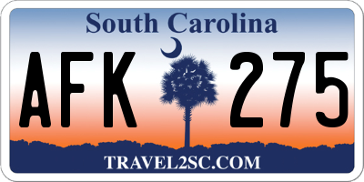SC license plate AFK275