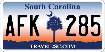 SC license plate AFK285